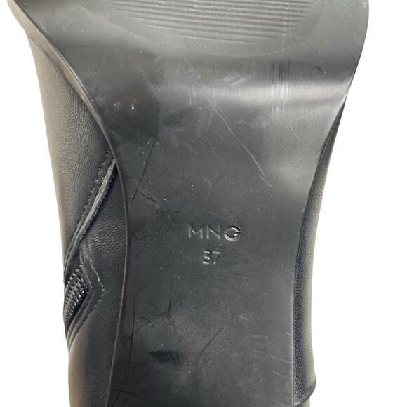 Mango Pointed Toe Block Heel Ankle Boots Black Size 37/ 6.5 - Picture 11 of 12